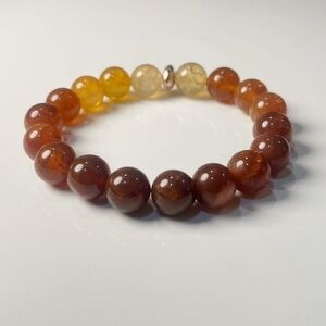 New Stackable Stretch Dyed Agate Beaded Bracelet W/Gold Tone Hardware